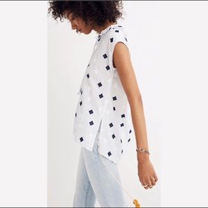 Madewell Ruffle Neck Tassel Top Small White S